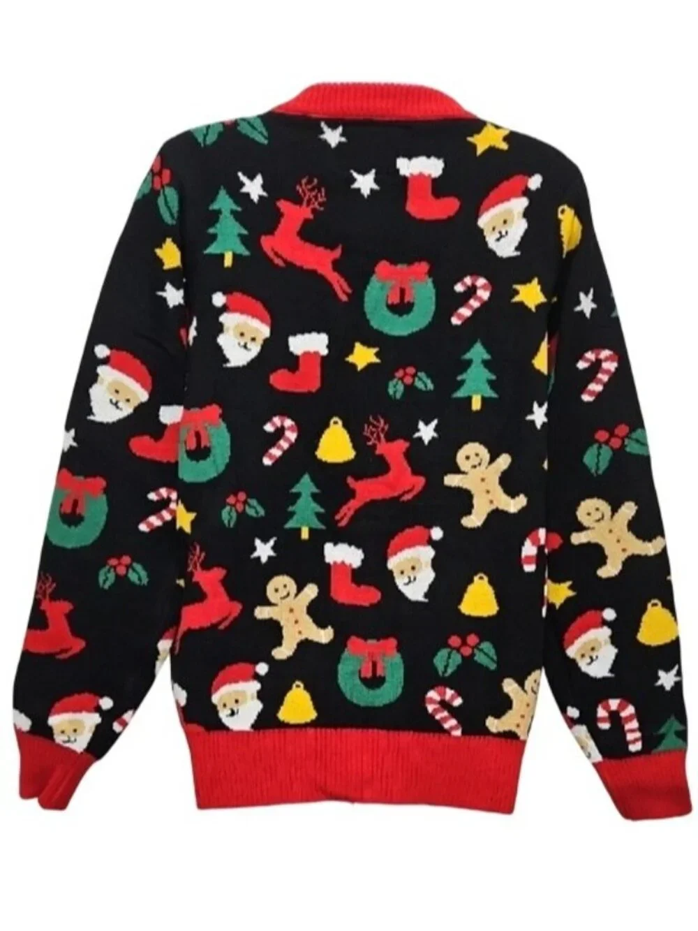 Tipsy Elves Multicolor Print Holiday Knit Christmas Cardigan Small New Women's